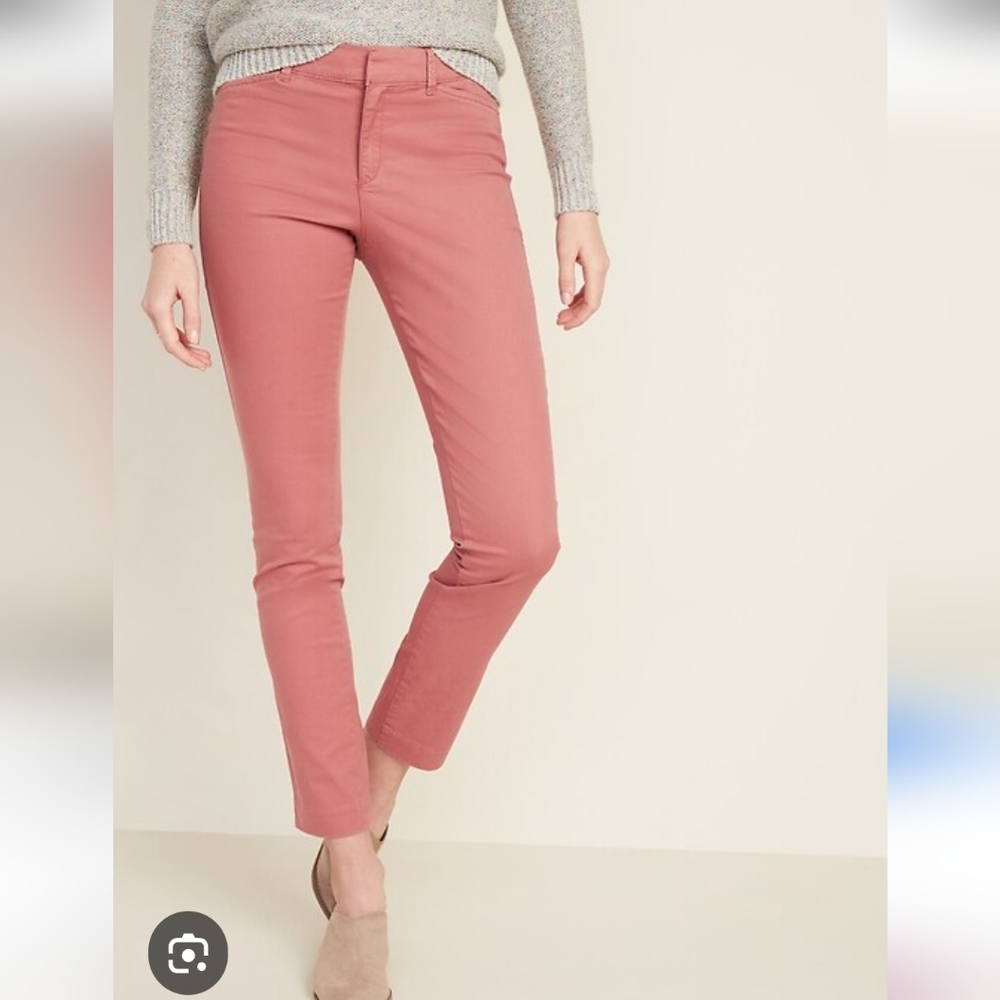 Old Navy Pixie Coral Ankle Skinny Leg Stretch Chino Pants Skinny 4R